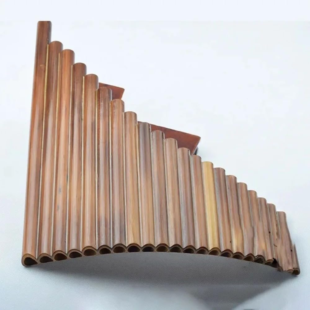 22-Pipe Bamboo Pan Flute – Traditional Chinese Musical Instrument in G Key – Handcrafted Panpipes with Leather Carrying Case – Ideal for Beginners and Music Enthusiasts (F key)