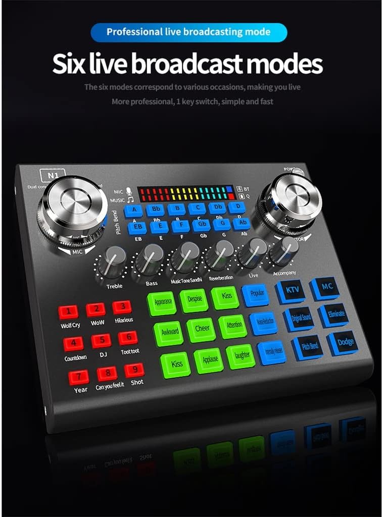 Microphone Sound Card Kit Condenser Microphone Phone Computer Singing Game Recording Studio Recording Microphone (Silver One Size)