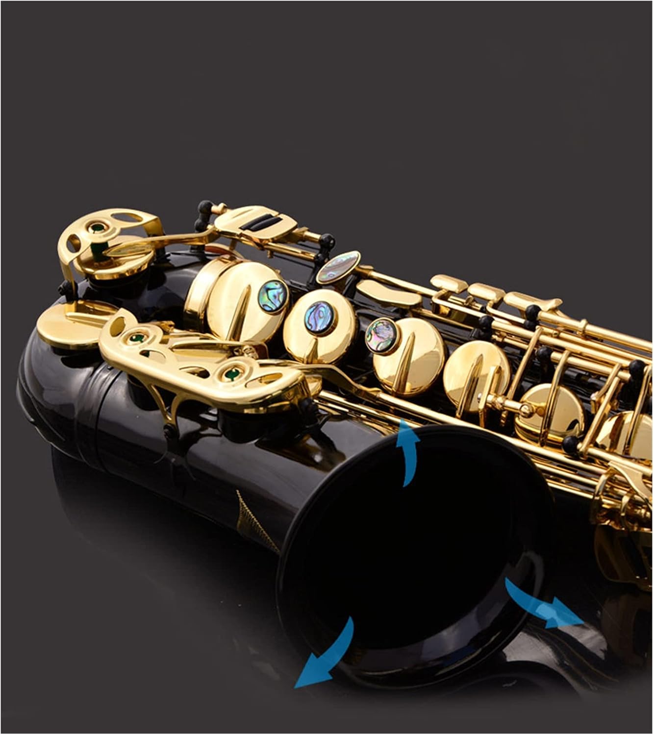 Saxophone Straight E-Flat Alto Saxophone Pearl Black Carving Craft Professional Grade Key Type Woodwind Instrument