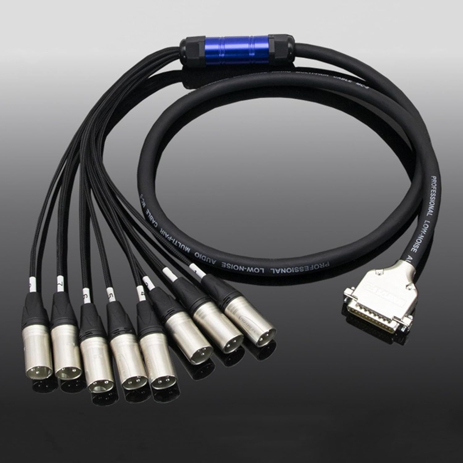 Professional DB25 Male to 8 XLR 3Pin Male High Shielded Eight Channel Analog Audio Signal Cable for Multi Track Machine Mixing Console PVC Cable 1.5Meter
