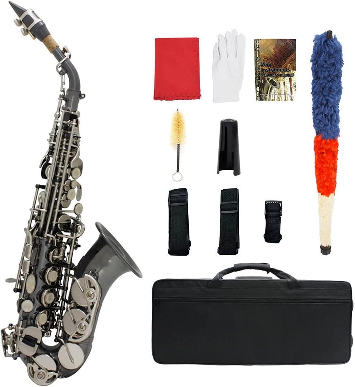 Sax Beginners Kit Saxophone Brass Nickel Plated Black Bb Tone Sax B Flat Saxfone Woodwind Musical Instrument with Case Accessories Wind Instrument