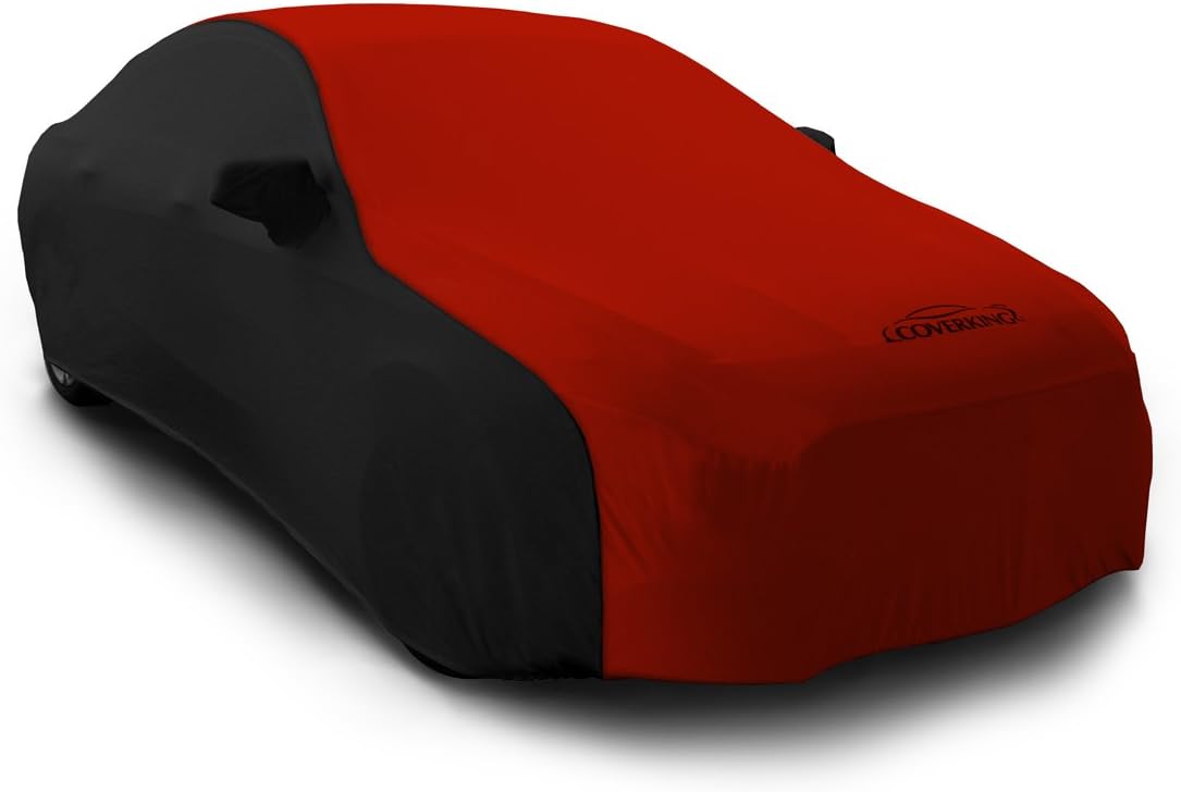 Coverking Custom Car Cover for Select Chrysler 300 Models - Satin Stretch (Inferno Orange with Black Sides)