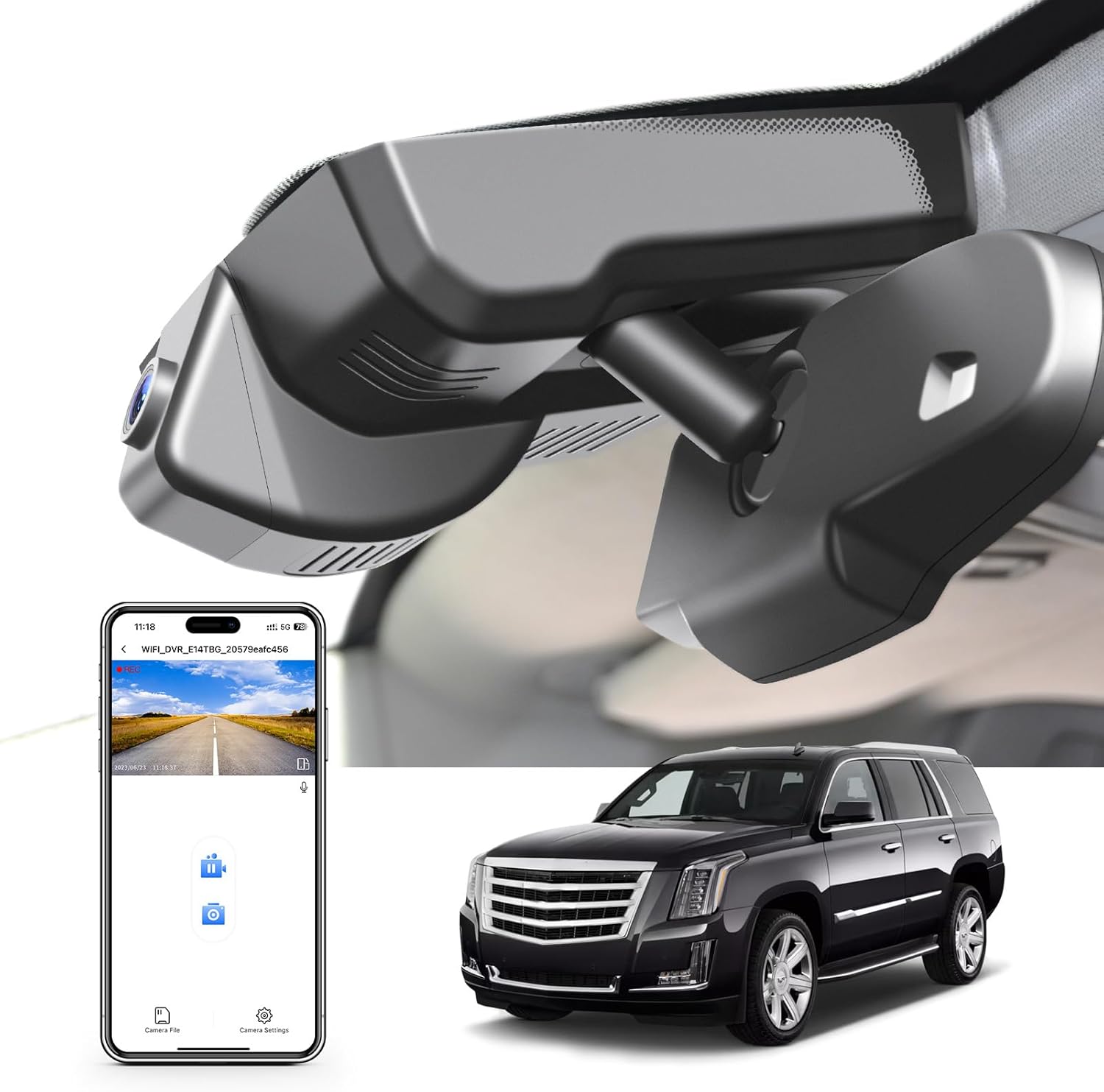 4K Dash Cam for Cadillac Escalade/Escalade ESV 2015-2020(Model B), Base Standard Premium Luxury, Model B & Model C Have Same Models Years but Vehicle Sensor Cover are Different, 128GB Card