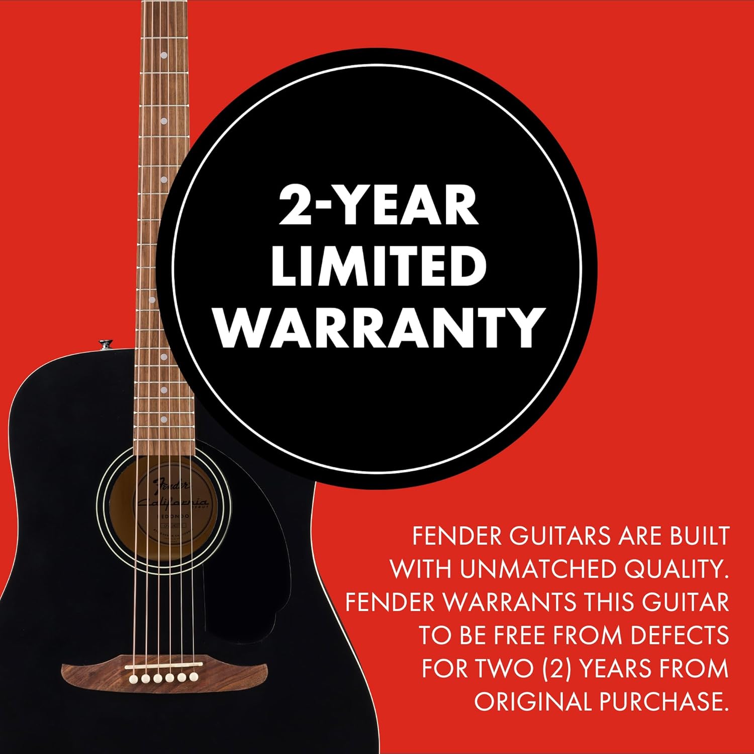 Fender California Debut Redondo Series Acoustic Guitar, Beginner Guitar, 2-Year Warranty, Black