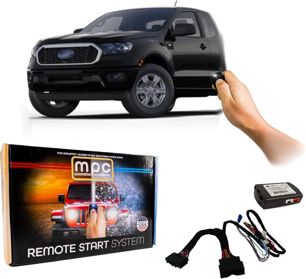 MPC Remote Starter Kit Compatible with 2019-2023 Ford Ranger || Plug and Play || Push Lock-Unlock-Lock to Start (No Honk) || Easy Install || USA Tech Support