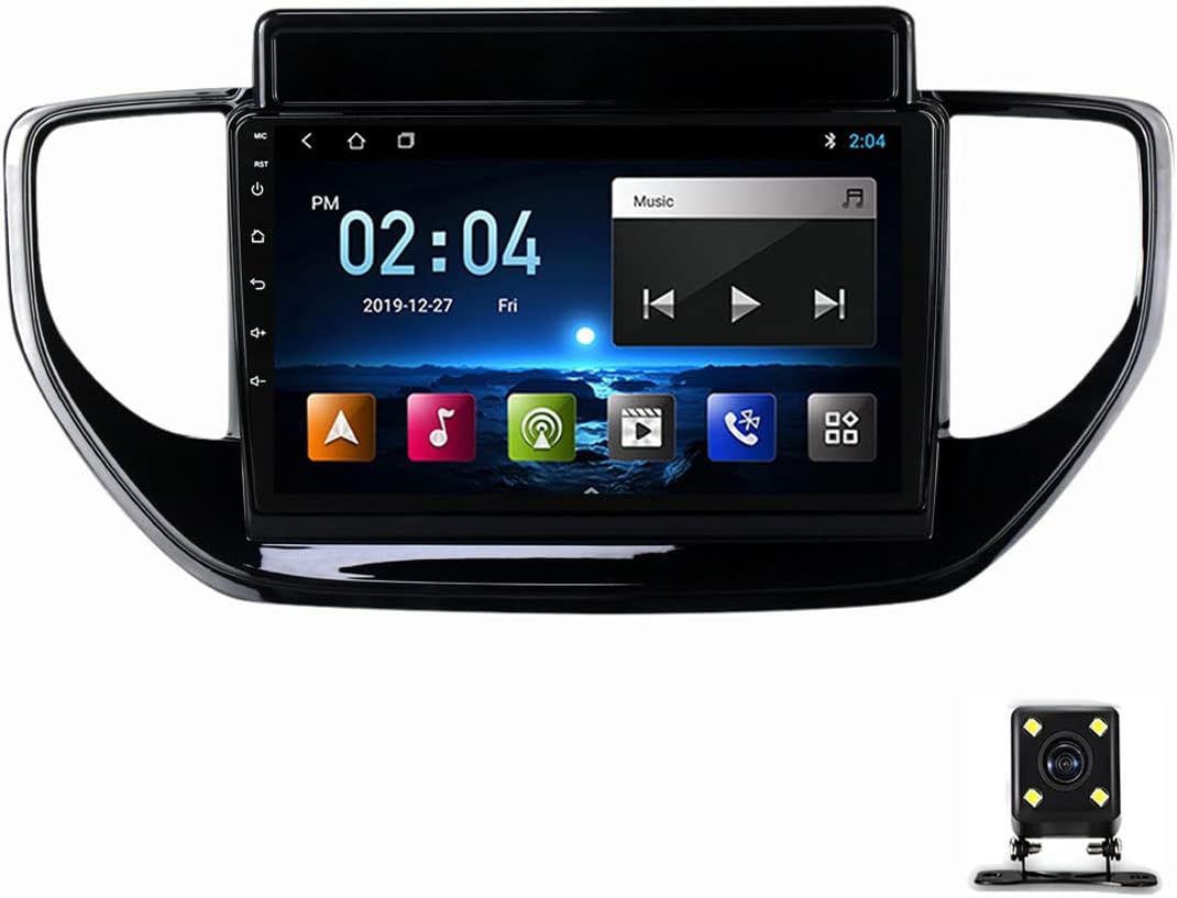 Double Din Car Stereo, 9 Inch Touchscreen, RDS/FM Car Radio, Bluetooth, Mirror Link, Carplay, Backup Camera, Steering Wheel Controls, for Hyundai Solaris 2 2020-2021