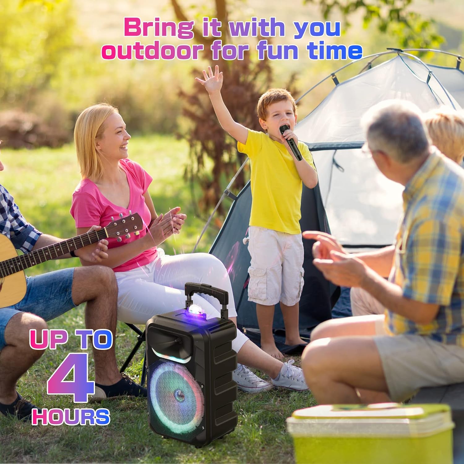 Karaoke Machine with 2 Wireless Microphones, Party Speaker for Adults New Party Portable PA System Outdoor Bluetooth 5.3 Speakers Wireless with Party Light (Stage-subwoofers)