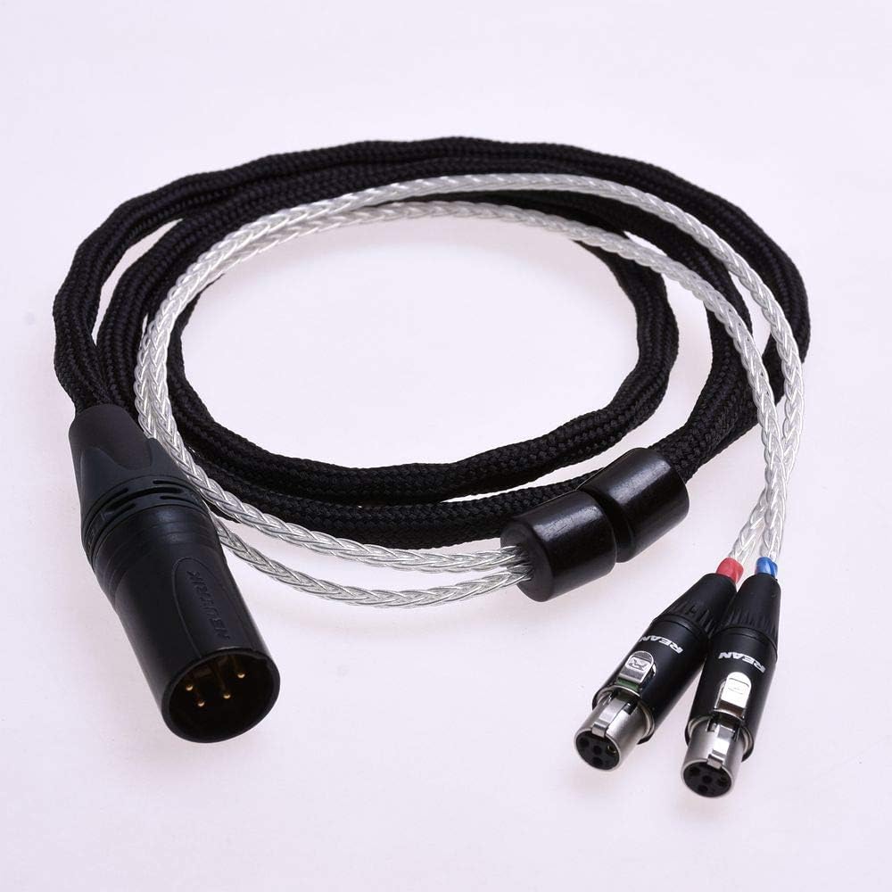 4-Pin XLR Balance Black casing 16 Cores Silver Plated Cable 5N Pcocc for Audeze LCD-2 LCD-3 LCD-4 LCD-X LCD-XC Headphone Upgrade Cable Extension Cord (1.2M(4feet))
