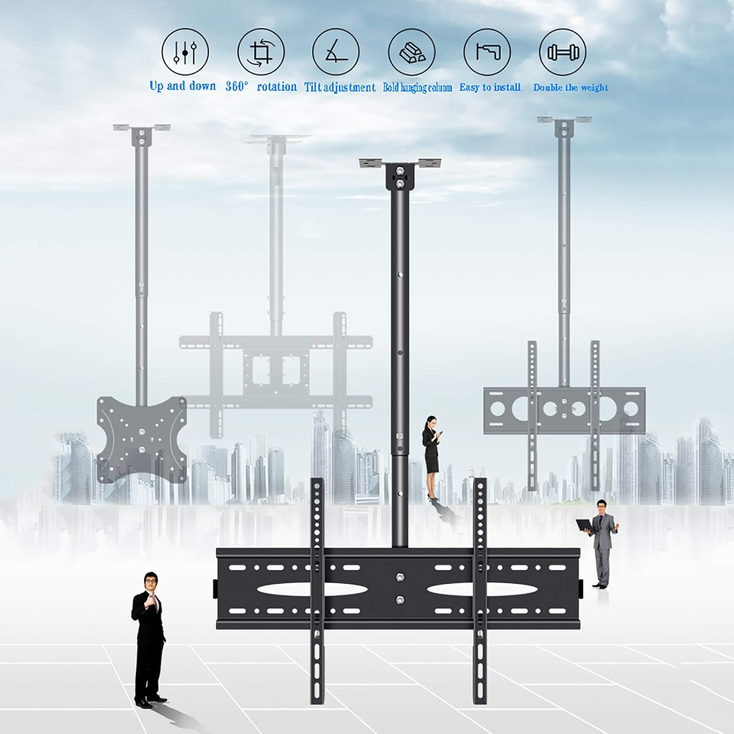 TV Stand,Tv Wall Mount Ceiling Mount Tv Bracket Flip Down, Holds Up to 50kg Screens, Tilt Swivel Telescopic Bracket