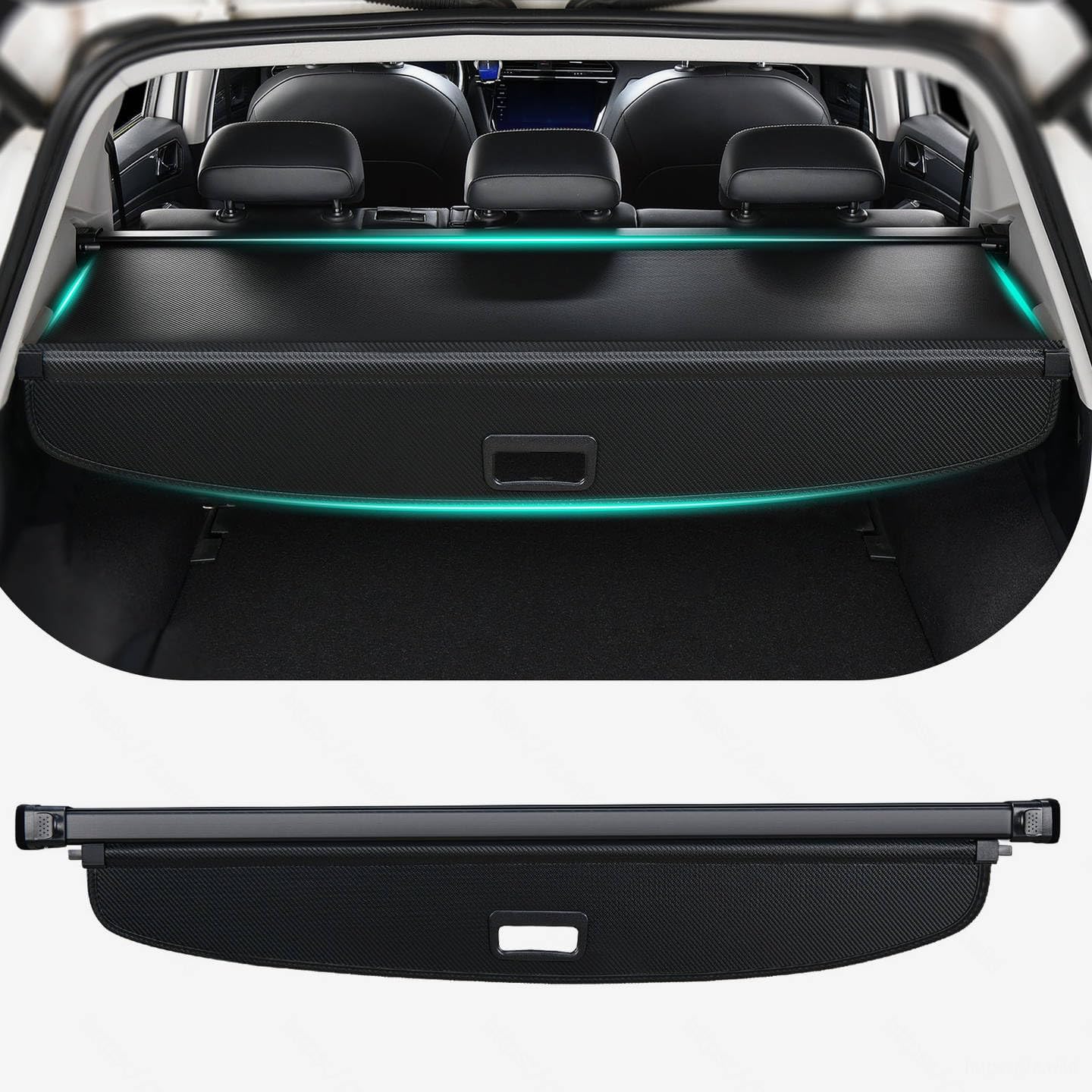 Cargo Trunk Cover Compatible with Toyota RAV4 2019-2024, Retractable Car Trunk Covers for RAV4 SUV Accessories, Rear Luggage Privacy Anti-Peeping Security Shielding Shade Screen, Carbon Fiber Material