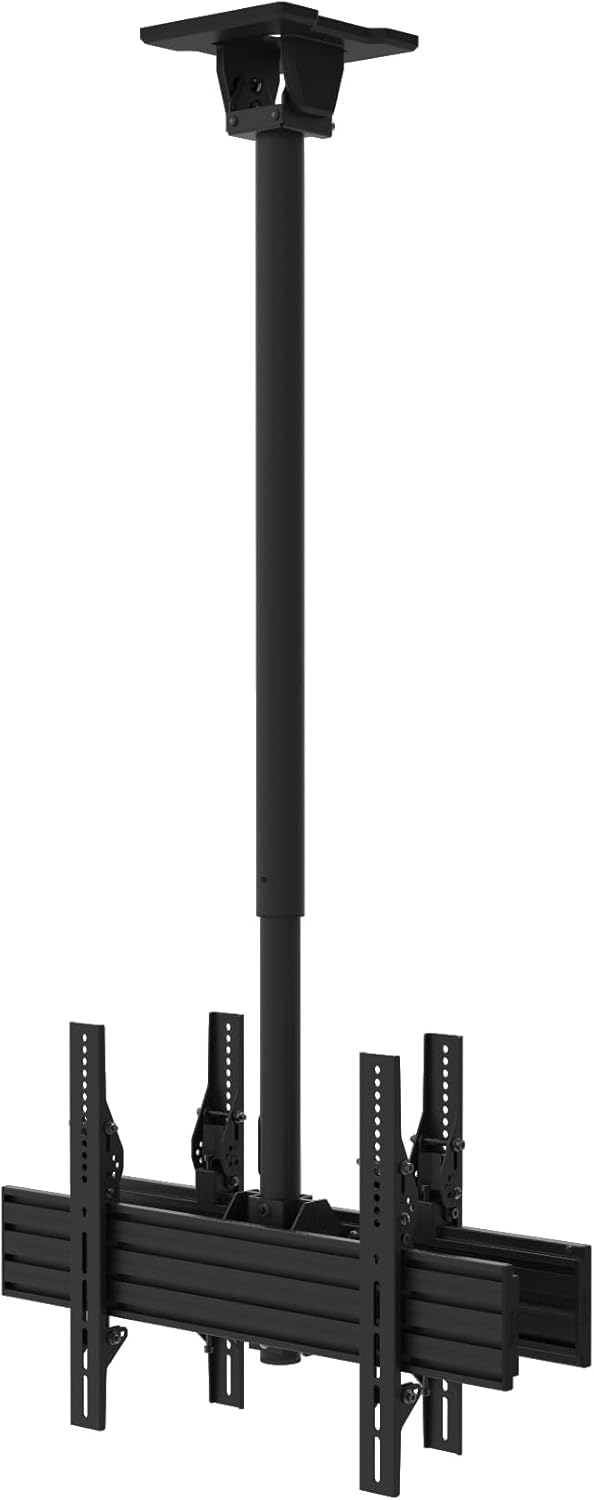 Kanto CM600BTB Back-to-Back Dual TV Ceiling Mount for 40” to 80” TVs | 200 lb Weight Capacity | Height Adjustable | Up to +15°/-6° Tilt | Hidden Cable Management | 360° Rotation | Black