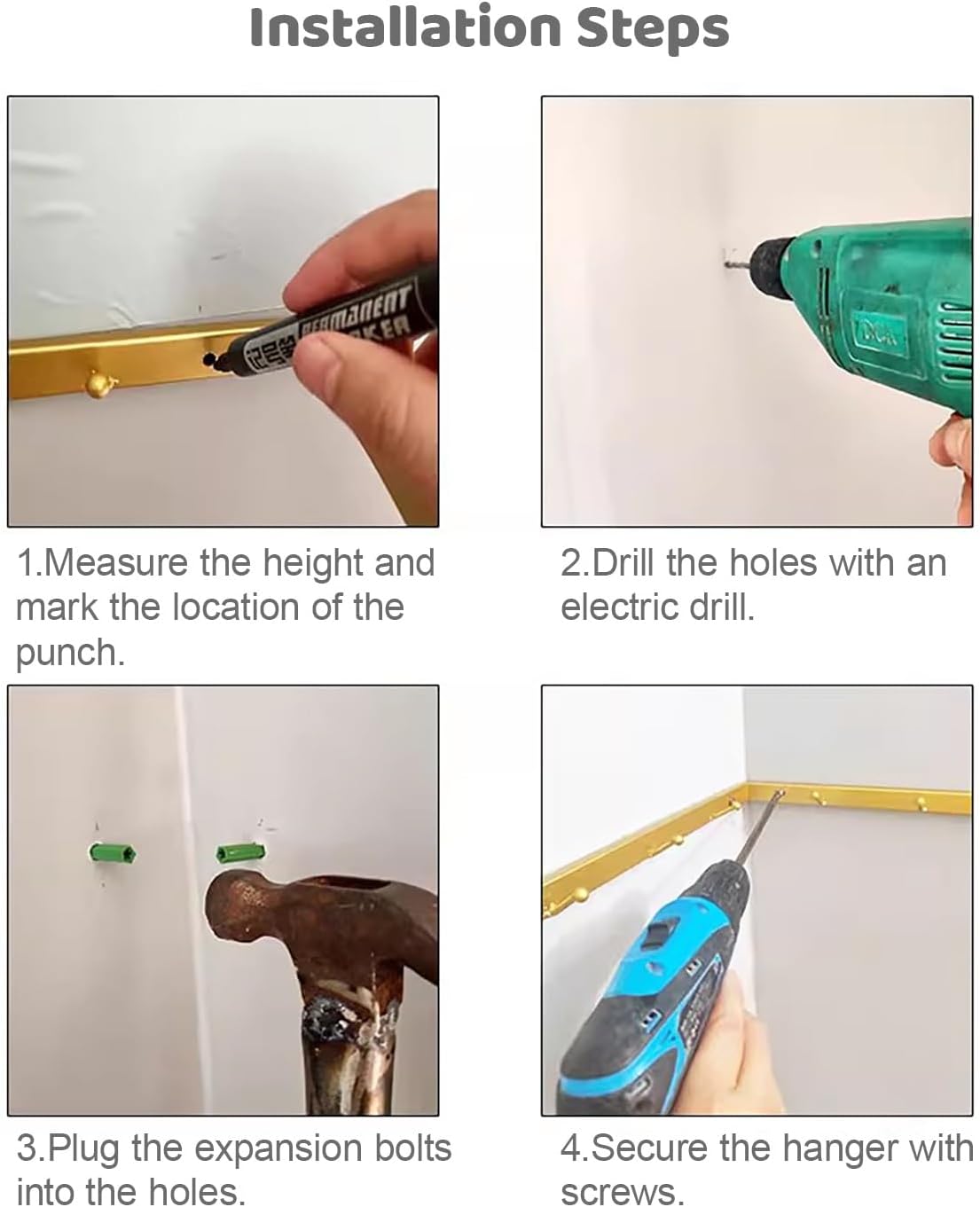 Corner Wardrobe Closet Bracket for Room, Corner 90 Degree Support Bracket for Round Closet Rods, Nursery Organization Clothes Holders Rack(Gold,50cm(19.7