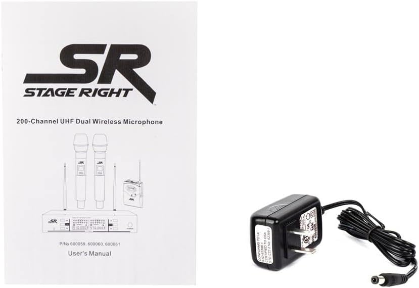 Monoprice 200-Channel UHF Dual Handheld Wireless Microphones System, 262 Feet (80 Meter) Range, Perfect for Church, Birthdays, Karaoke, Weddings, Events - Stage Right Series,Black