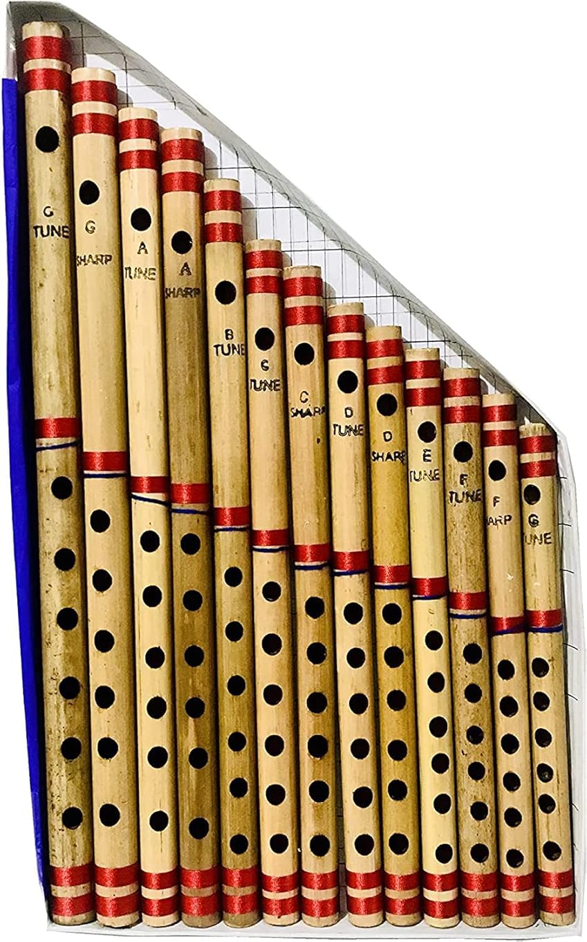 Bamboo Flute Set of 13 multiple Key Tune 7 Holes Fipple Bansuri Woodwind Clarinet Quena Musical Instrument Krishna Flute pack of 13
