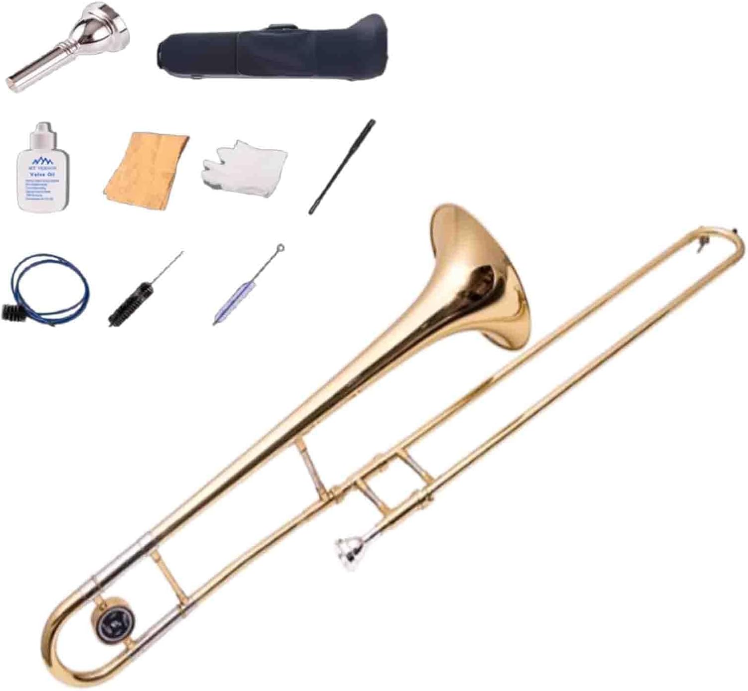 E flat B flat Tenor Slide Trombone for Beginners Students - Mouthpiece and Carrying Bag-Lightweight Versatile,Comfortable Ergonomic Grip- Authentic Sound for Student - Durable Construction