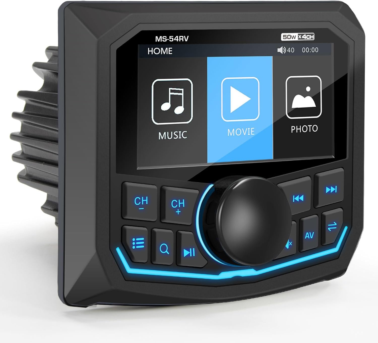 Waterproof Marine Bluetooth Radio for Boat - Marine Gauge Stereo Receiver -3 Inch LCD Display Backup Camera Input USB AUX 4 Zones Subwoofer Pre-Amp AM FM Radio for ATVs UTVs SXS