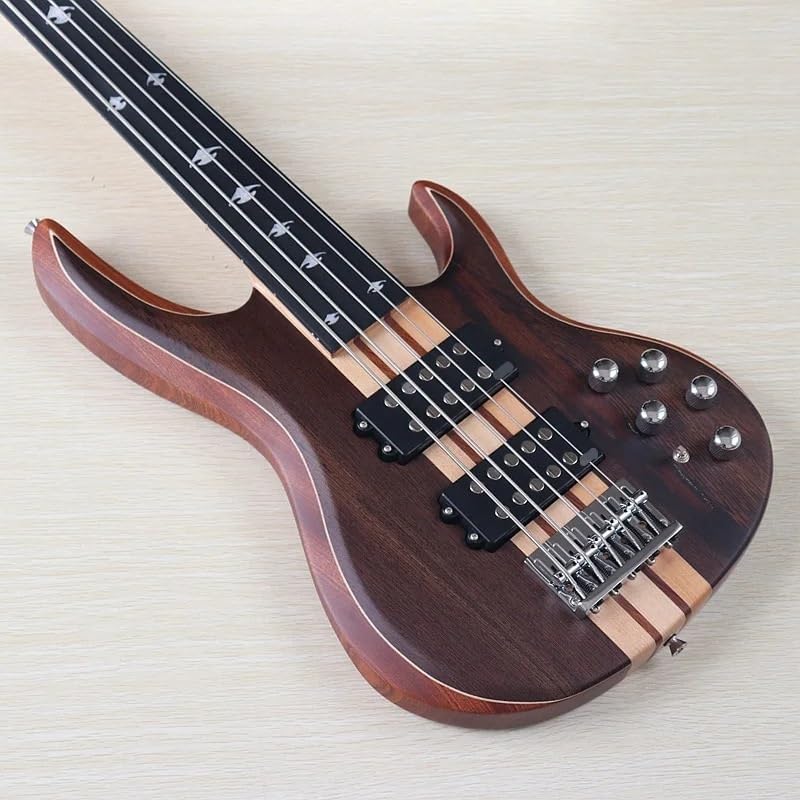 5-String Electric Bass Guitar, 43-Inch Neck-Through, Solid Sapele Body, Wenge Wood Top Skin, Canada Maple Neck(Model 2 Fretless)