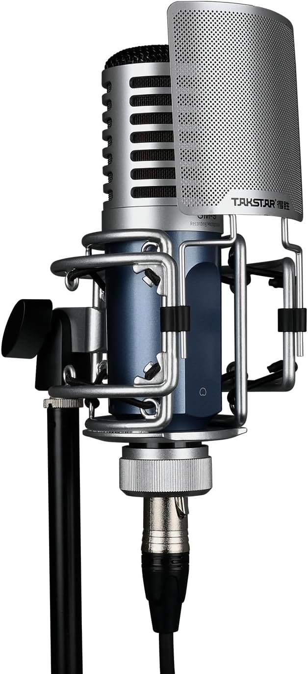 TAKSTAR XLR Cardioid Condenser Microphone, 34mm Large Diaphragm Professional Recording Microphone with Shock Mount Perfect for Studio/Podcasting/Live-Streaming/Vocal/Instrument Recording, SM-9