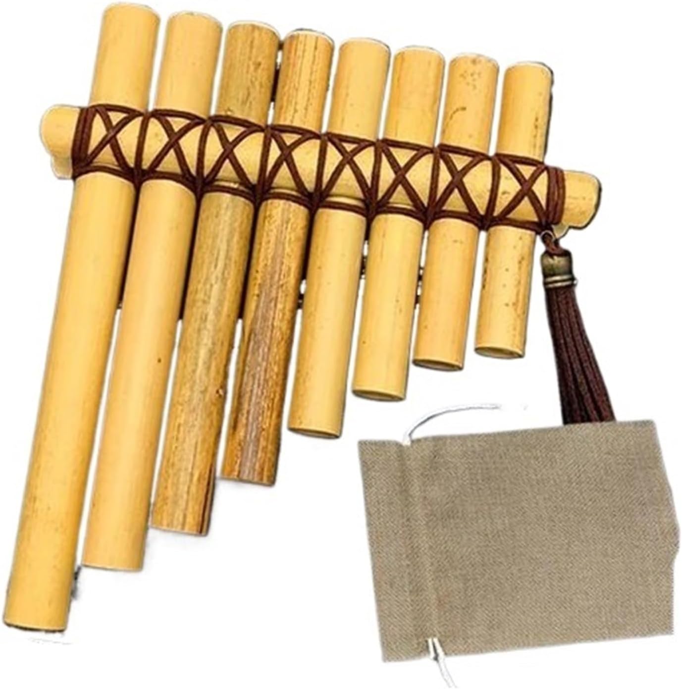 8 Pipes C Key Pan Flute Pan Pipes Woodwind Instrument Chinese Traditional Musical Instrument (Color : Brown)