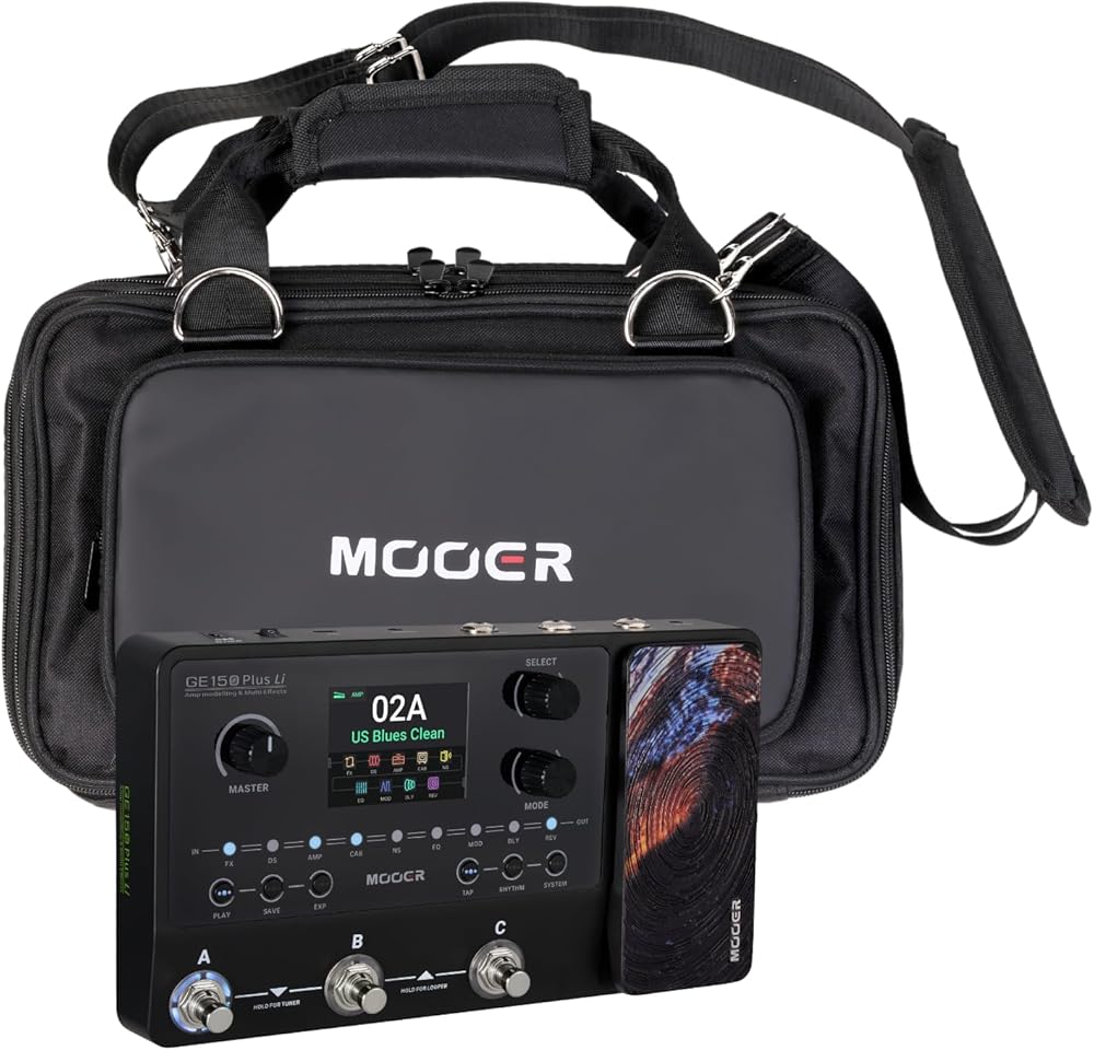 MOOER GE150 Plus Li Battery Powered Multi Effects Pedal with Software Editor, 55 Preamp Models, 26 Cab Sims, 20 Empty Amp Files and 3rd IR Files Slots for Electric Guitar and Bass Guitar, Reverb Delay