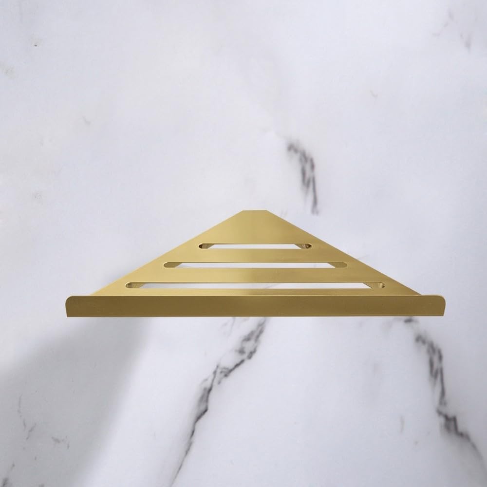 Brass Bathroom Set - Gold Towel Shelf TP Holder - Ceramic Cup Included,Corner Shelf