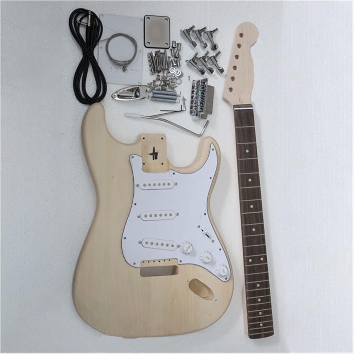 DIY Electric Guitar Kit Unfinished Electric Guitar DIY Kits Maple Neck Basswood Body Rosewood Fingerboard with All Accessories