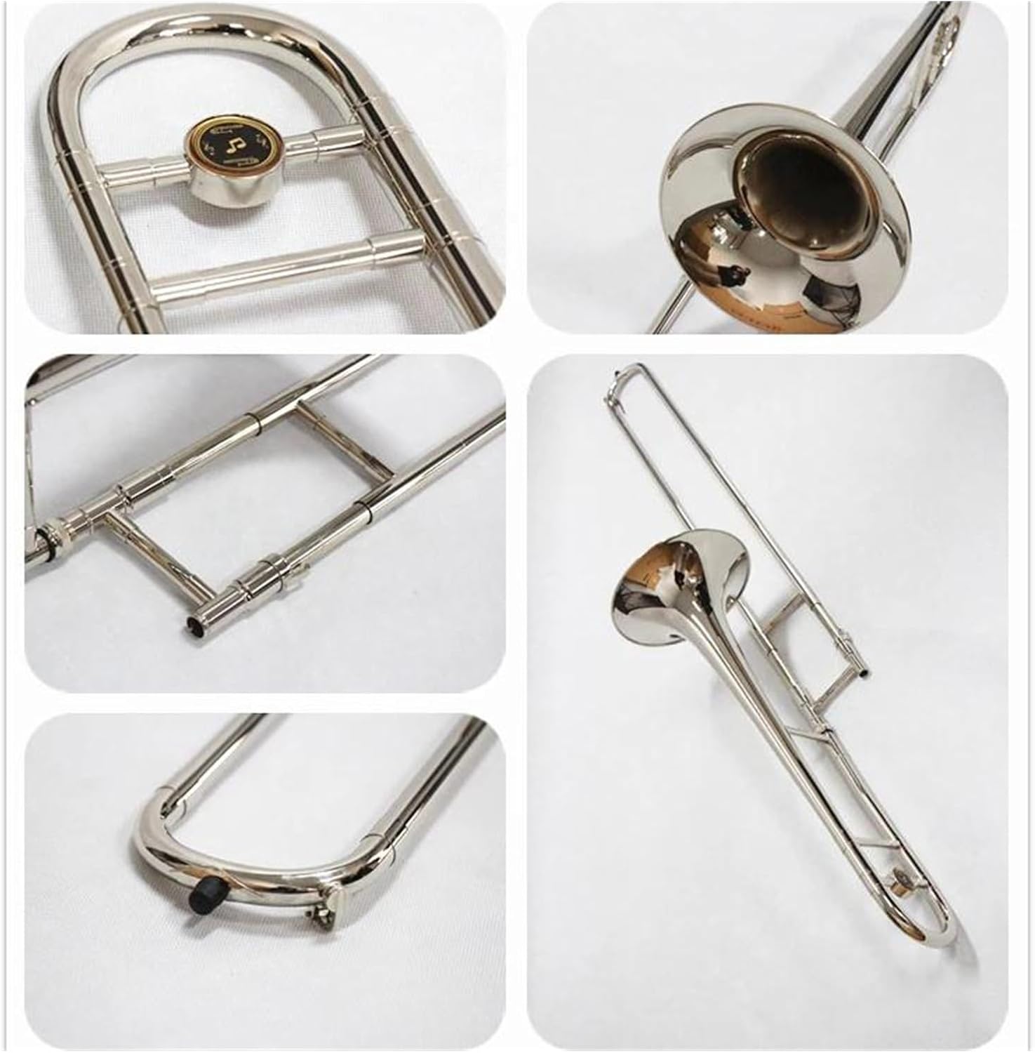 Professionally handmade B flat brass nickel plated tenor trombone