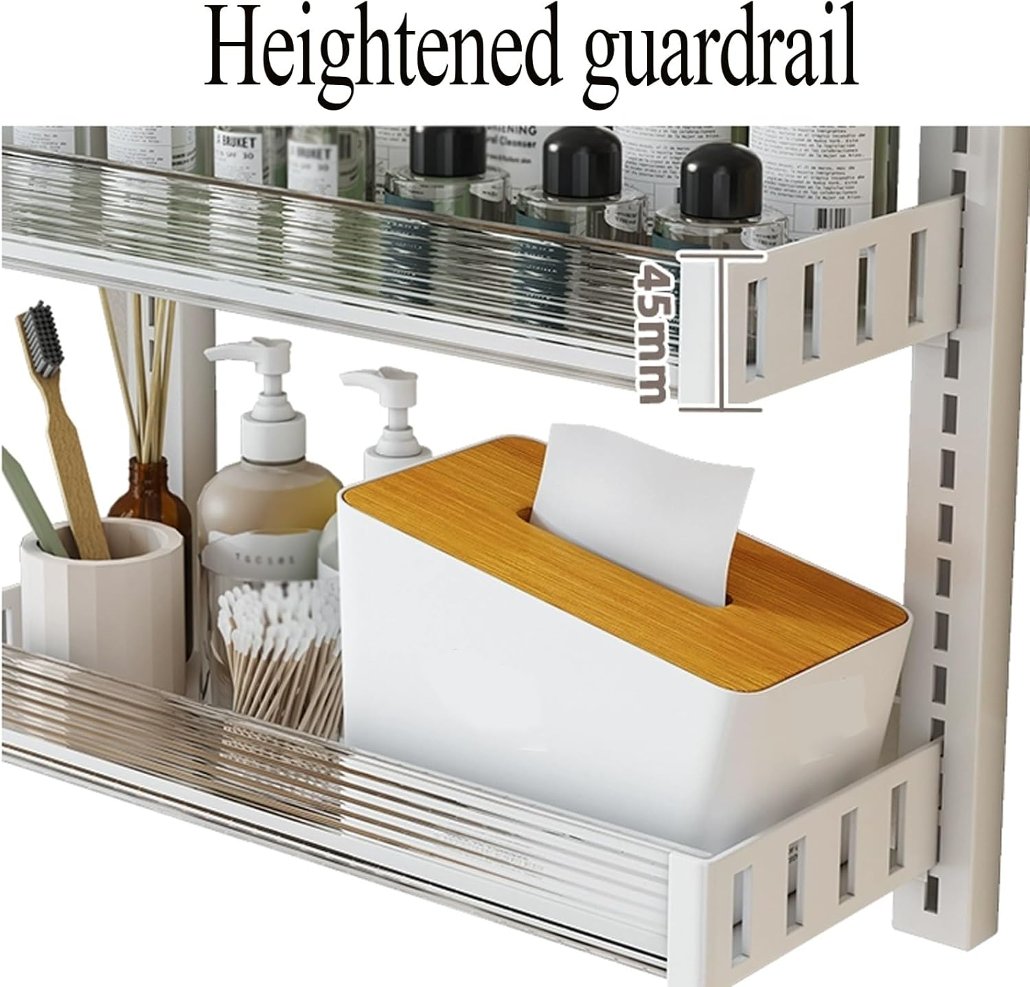 Bathroom Shelf Over Toilet Wall Mount, Toilet Shelf Rack Adjustable, Bathroom Storage Organizer No Drill with Hooks for Over Toilet Storage and Bathroom Shelf (Col