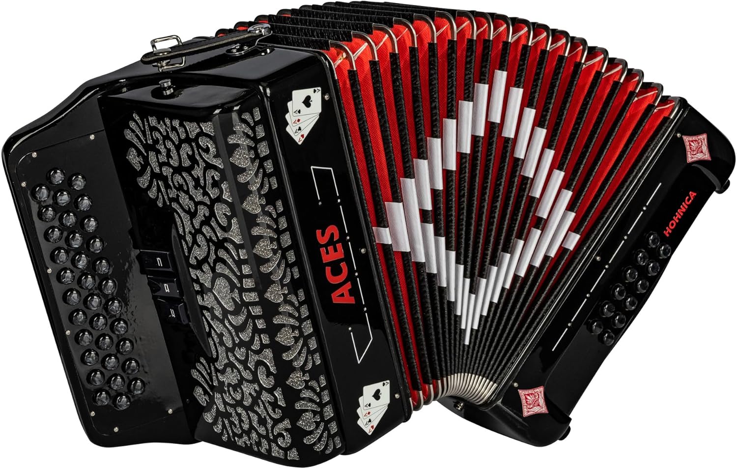 Hohner ACES II 34-Button Accordion with 3 Registers, Black, GCF