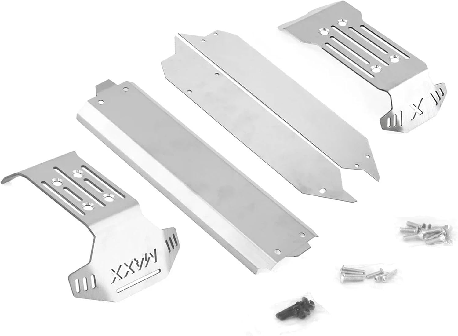 5pcs Armor Extended Version Steel Front Rear Chassis Armor Skid Plate Protector for 1/10 Traxxas MAXX RC Car Upgrade Parts