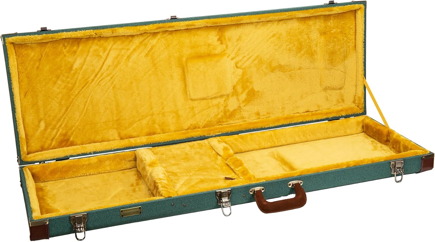 Crossrock Master Series Fender Precision & Jazz Bass Guitar Case | Malachite Blue Tweed Exterior, Re-Engineered Wooden Shell, Leather Handle(CRW720BMB)