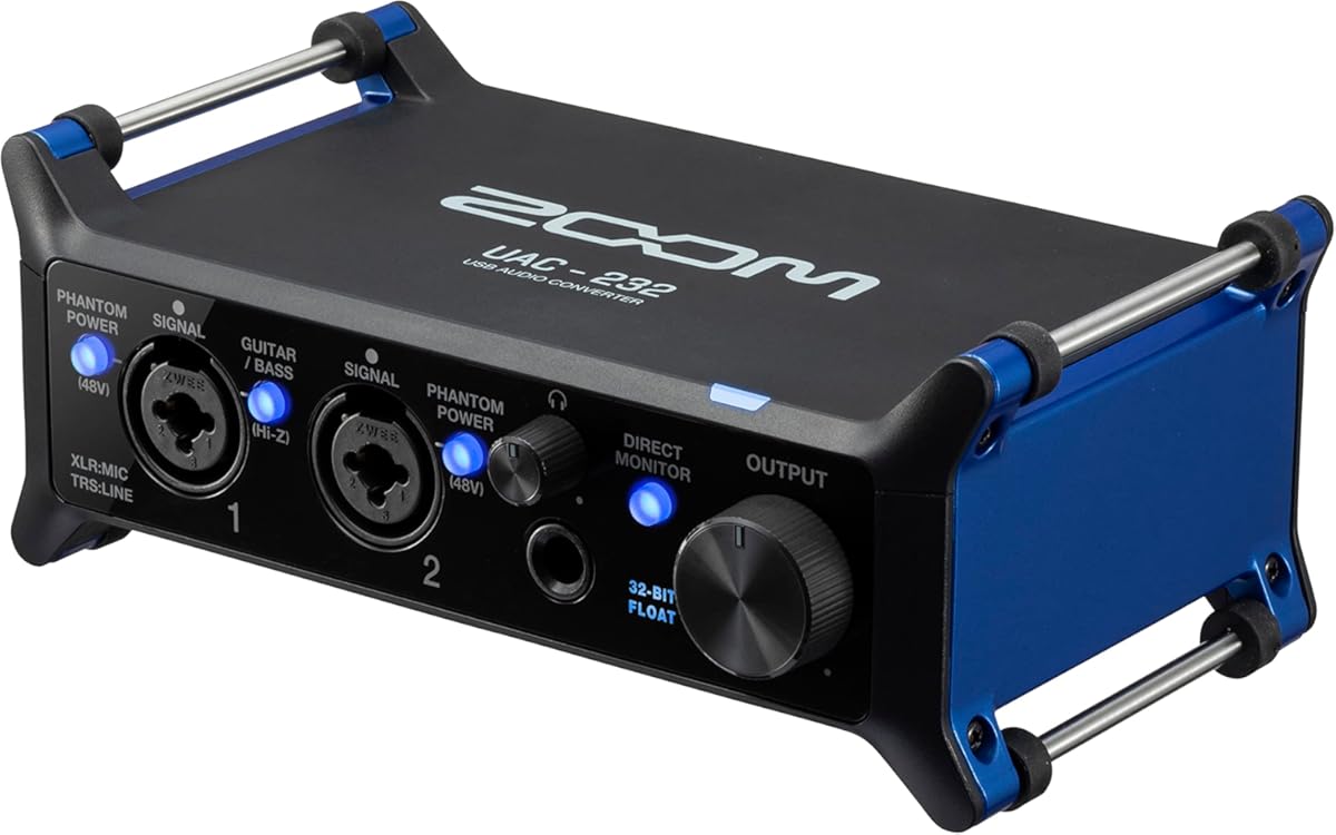Zoom UAC-232 Audio Converter with 32-Bit Float, Audio Interface,2 XLR/TRS Combo Inputs, Headphone Outputs, 192 kHz Sample Rate, For Music & Streaming