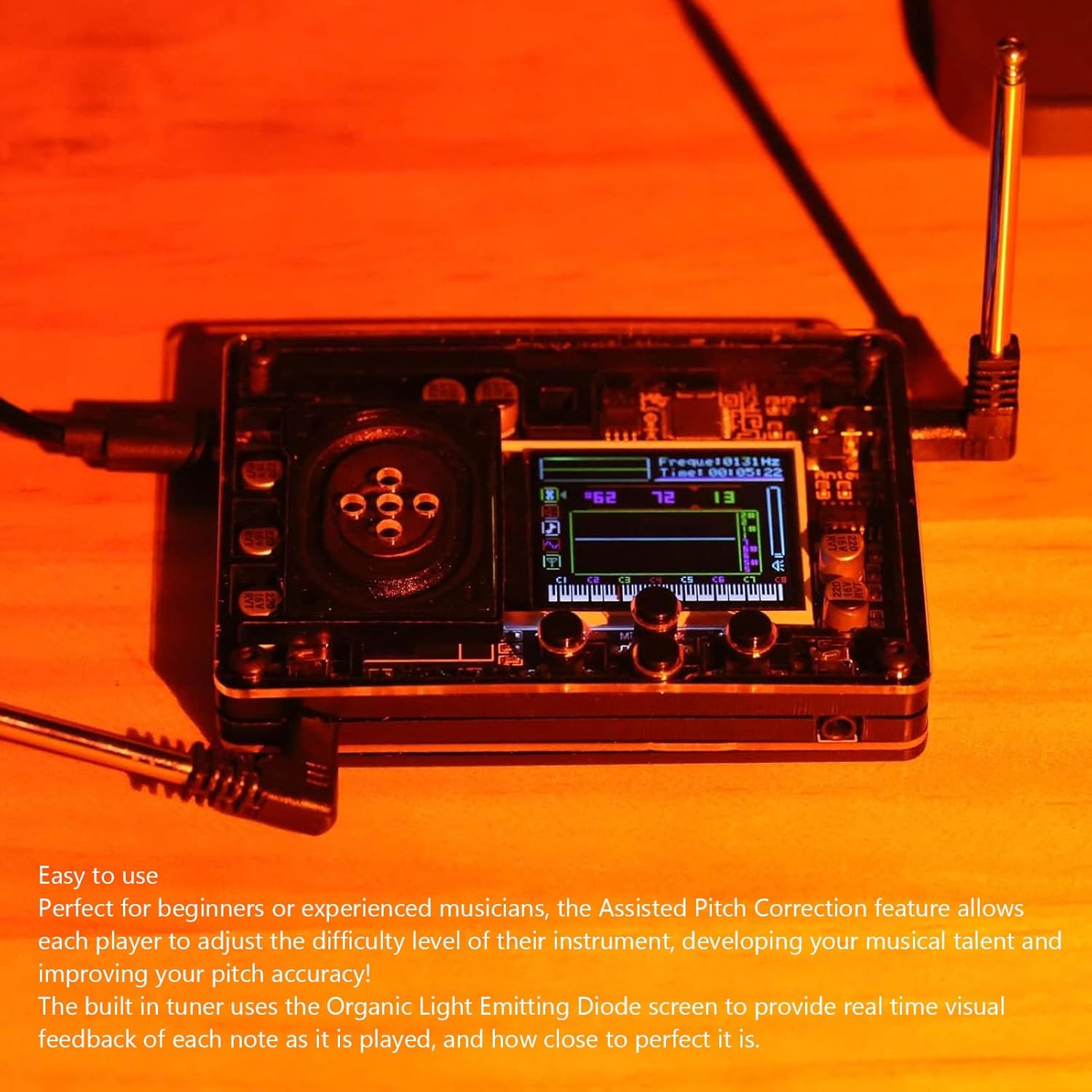 Type C Theremin Mini Theremin with Color Display and Over 70 Voices, for Beginners, Portable Electronic Instrument for Music Lovers