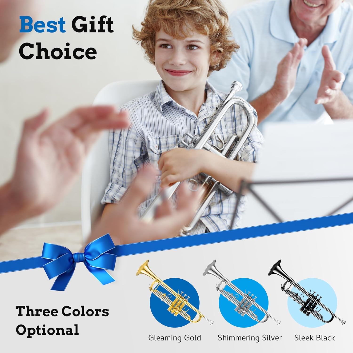 CAHAYA Bb Trumpet Instrument Trompeta: Nickel Student Trumpet with Hard Case 7C Mouthpiece Gloves Standard Trumpets for Beginners or Advanced Students Silver