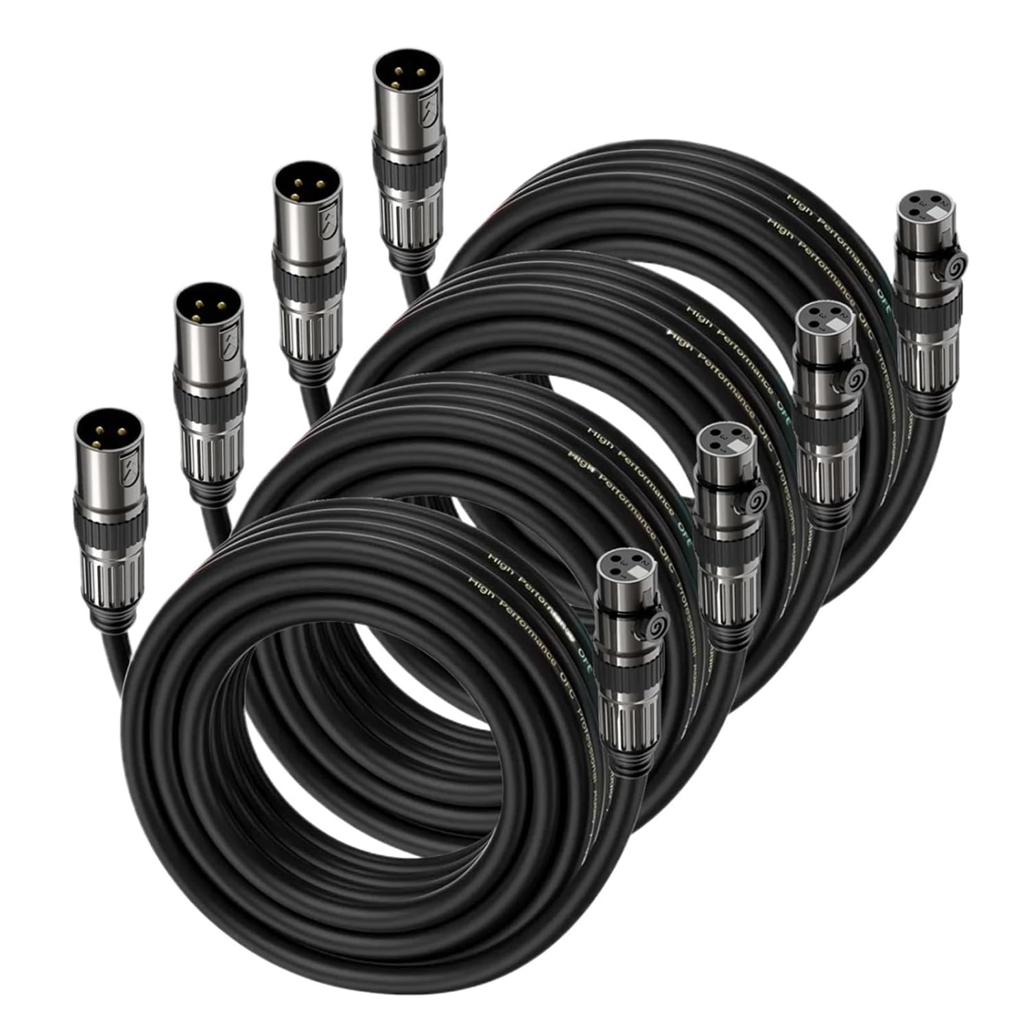 XLR Cable 4 Pack XLR Microphone Cables 3-pin XLR Male to Female Balanced Mic Patch Cord for Speaker Mixer Amplifier Record Etc(2m)