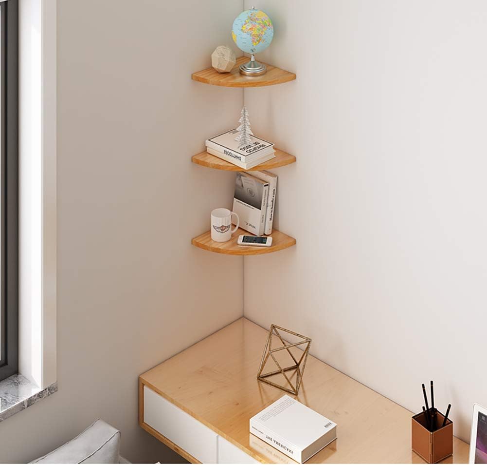 Set of 5 Fan-Shape Corner Shelf,Wall Mount Floating Corner Shelf,Wood Floating Shelves,Load Capacity 8kg,for Bedroom Living Room Home Furniture Office Decor