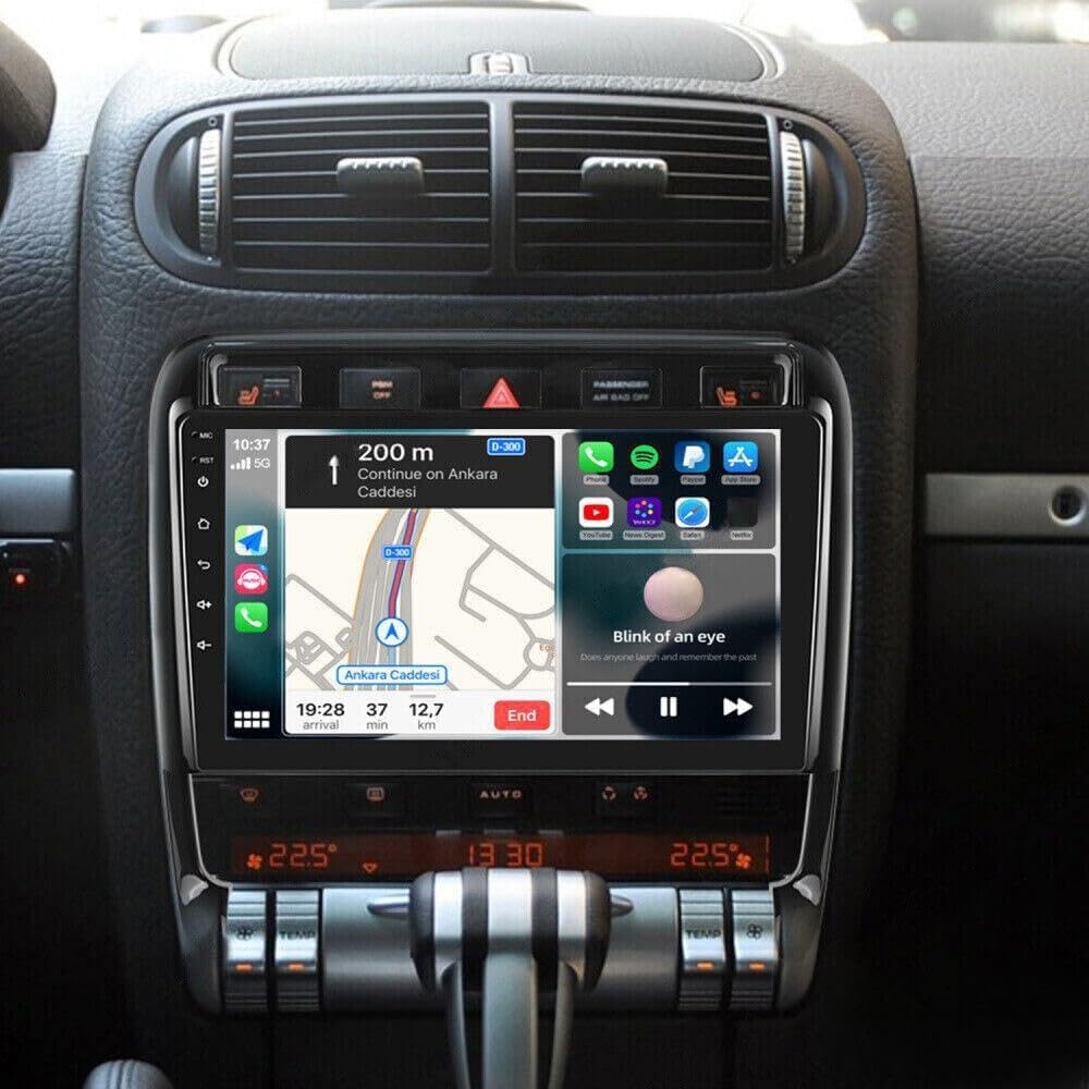 Car Stereo 2-Din Digital Media Receiver for Porsche Cayenne 2002-2010, Car Audio Receivers with CarPlay Android Auto 9 Inch Touchscreen BT, FM Radio with Back Camera GPS Navi 2+64G Radio 513