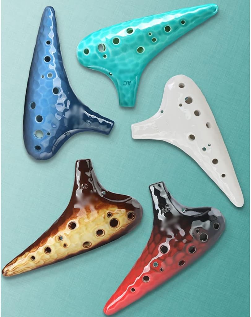 Ocarinas 12-Hole AC Tone for Beginners Alto C Professional Playing Flute Instrument Soft Tone (Color : Red, Size : 18.310.55cm)