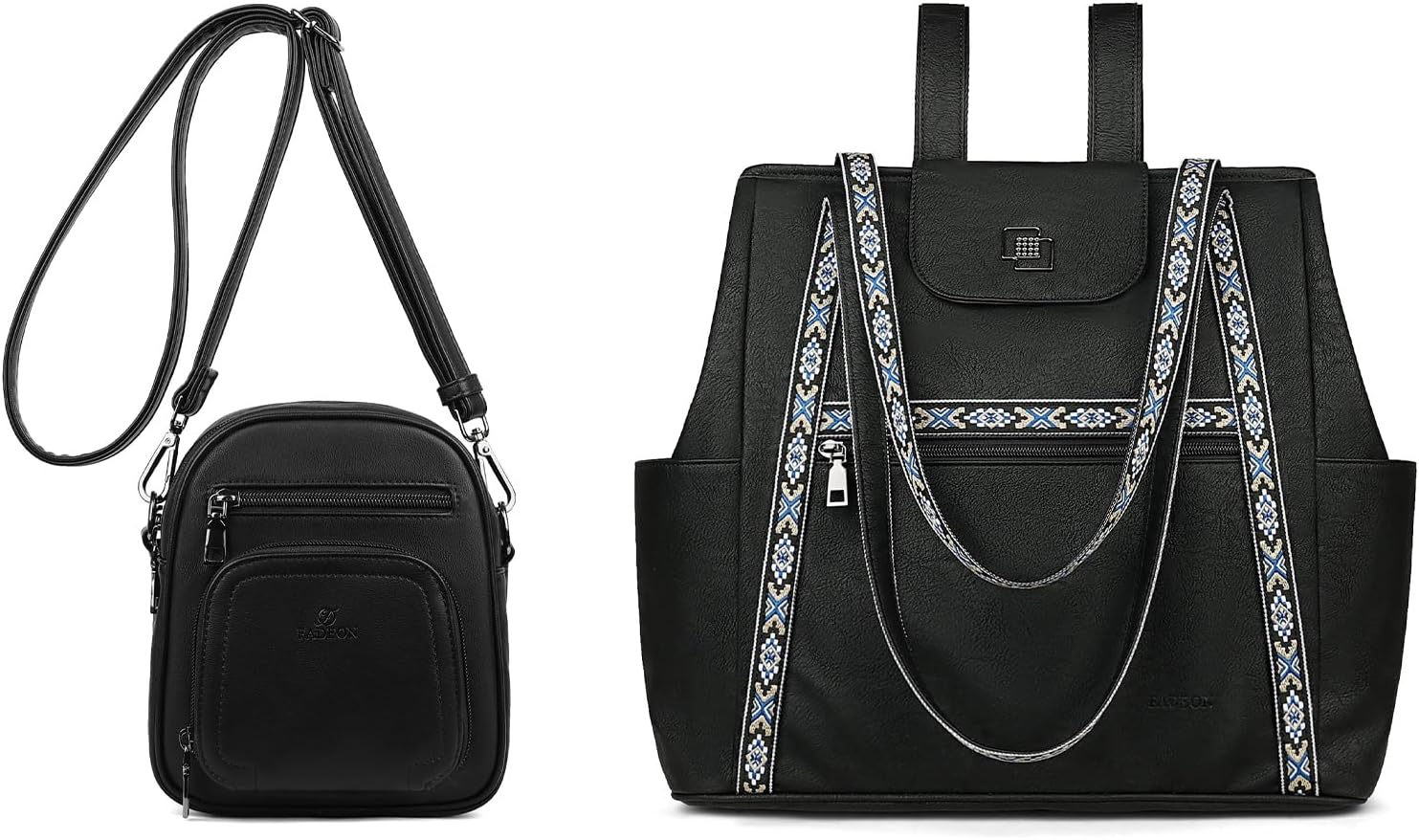 FADEON Small Purses for Women & Laptop Tote Bag Black Collection