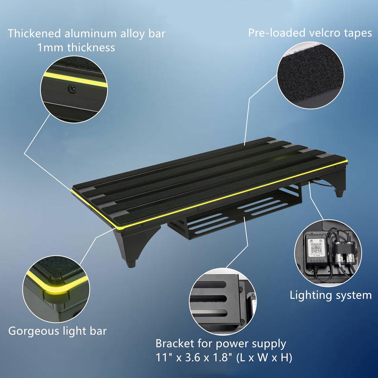 Music-Sync Lighting Guitar Pedal Board with Multiple Dynamic Light Effects, 22 x 12.6 Inches (GKA-22LX)