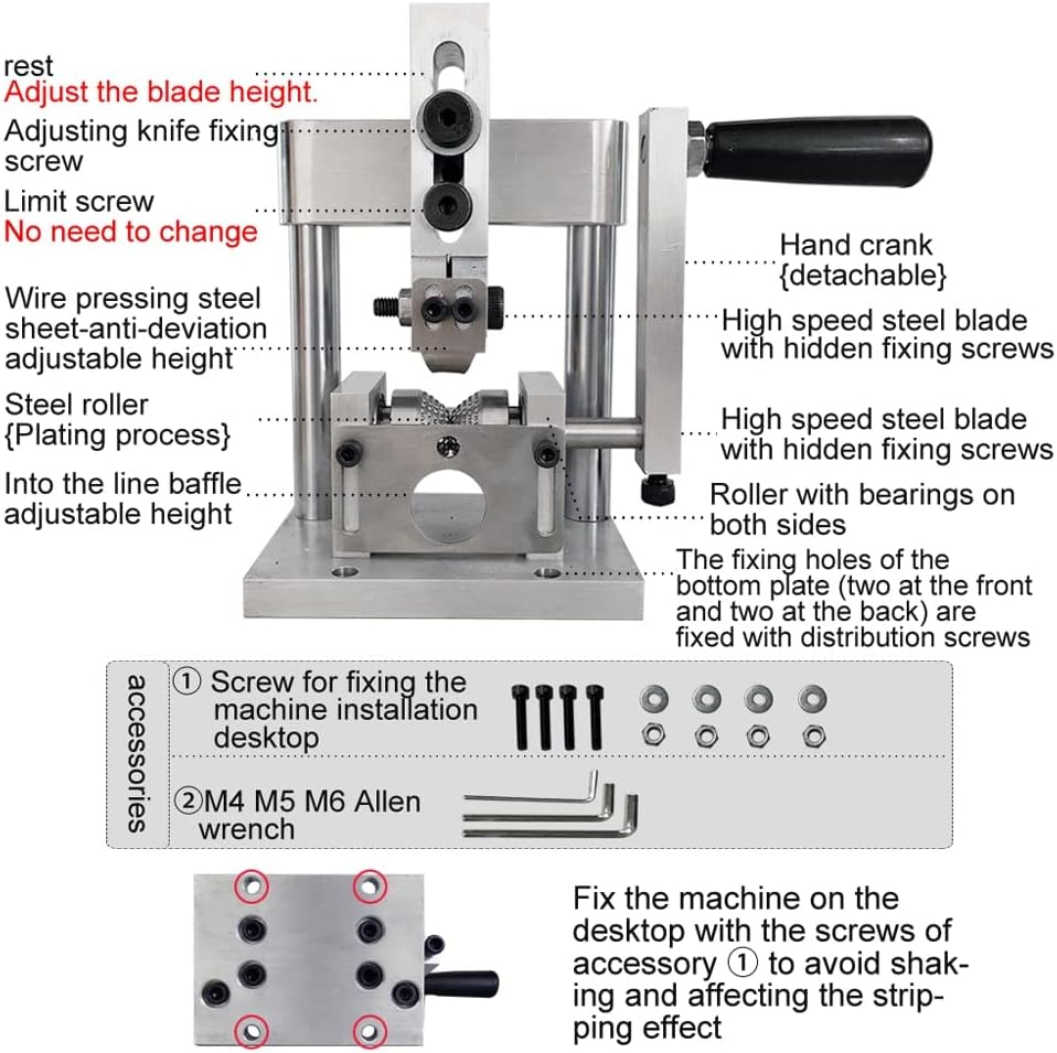 Portable Household Wire Stripper Manual Wire Stripping Tool Scrap Copper Cable Peeling Machine with Hand Crank for 1-15mm Wire with Efficiency