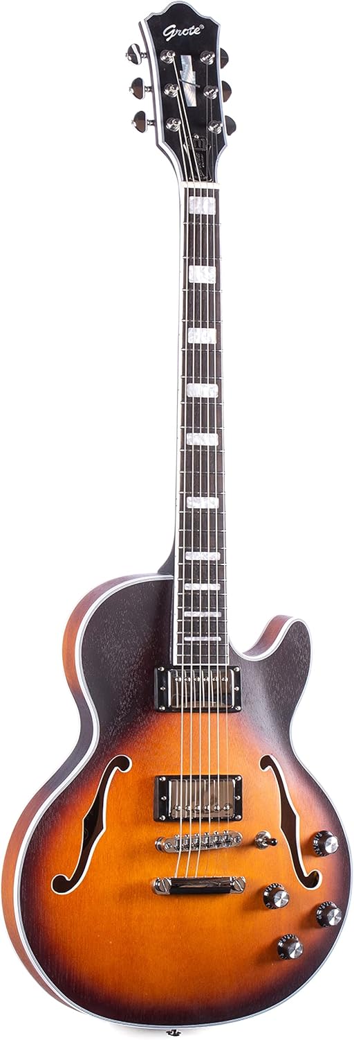 Grote LPF-002 Semi-Hollow Body Electric Guitar Matte Finished with Gigbag (VS)