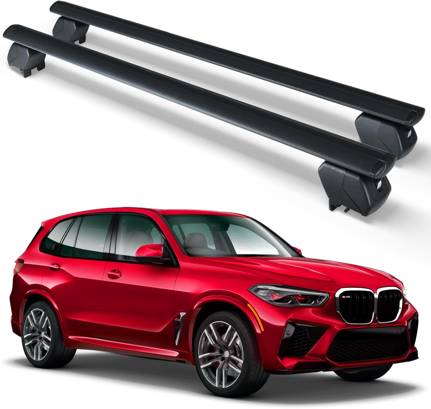 300 LBS Heavy Duty Cross Bars Roof Rack Compatible for 2007-2025 BMW X5 with Side Rails, Lockable & Adjustable Cargo Luggage Carrier Rooftop Top Crossbars for Cars Vehicles Suvs