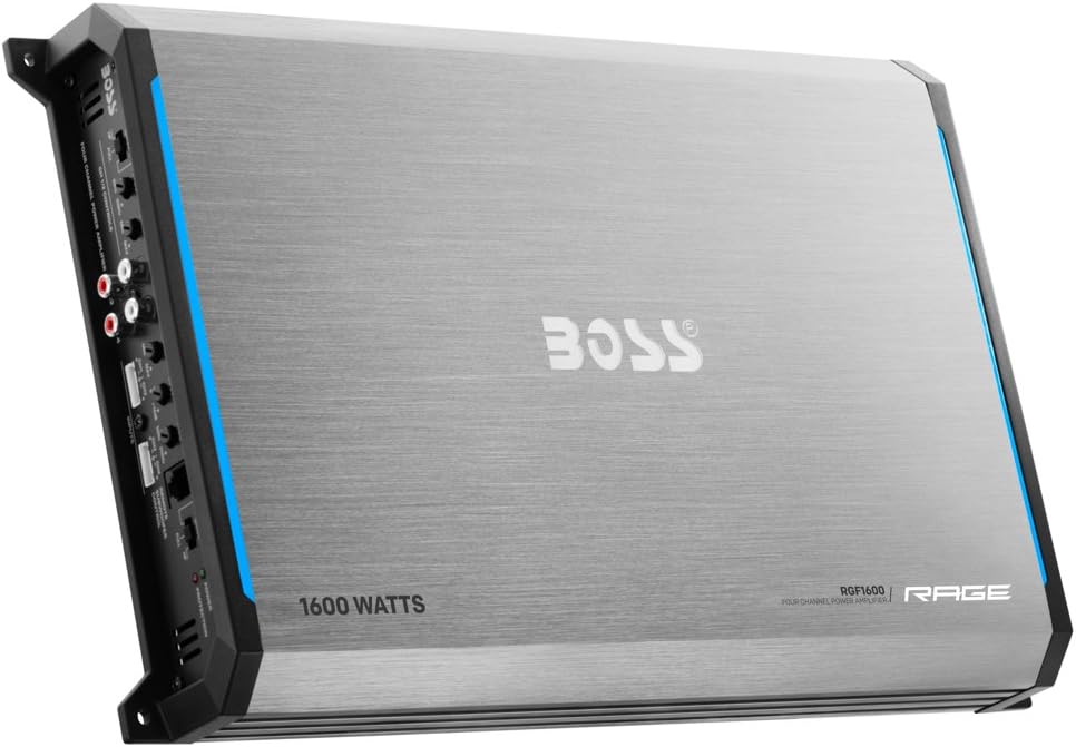 BOSS Audio Systems RGF1600 Rage 1600-Watt Full Range, Class AB 2 to 8 Ohm Stable 4 Channel Amplifier with Remote Subwoofer Level Control
