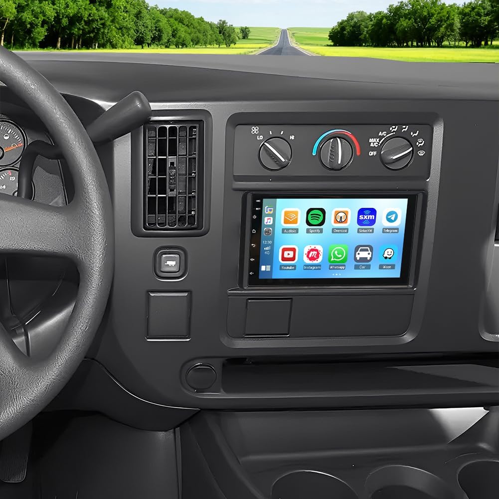 Android 14 Double Din Car Stereo Radio for GMC Savana 2003 2004 2005 2006,7 inch Touch Screen Head Unit Car Stereo with Wireless Carplay Android Auto GPS Bluetooth WiFi FM RDS DSP Backup Camera