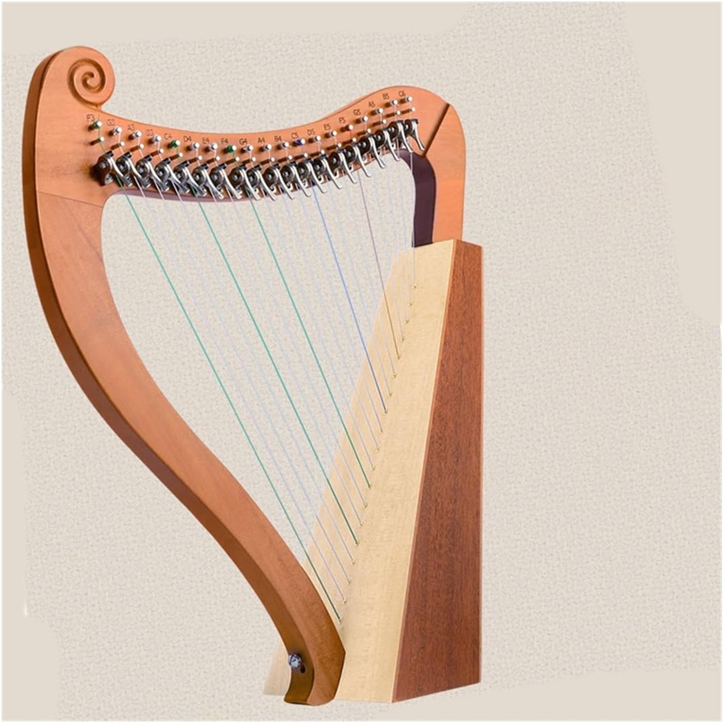 Lyre Harp Set 19-string Harp Portable Small Beginner Instrument With Half-key 19-tone Original Wood Color With Accessories