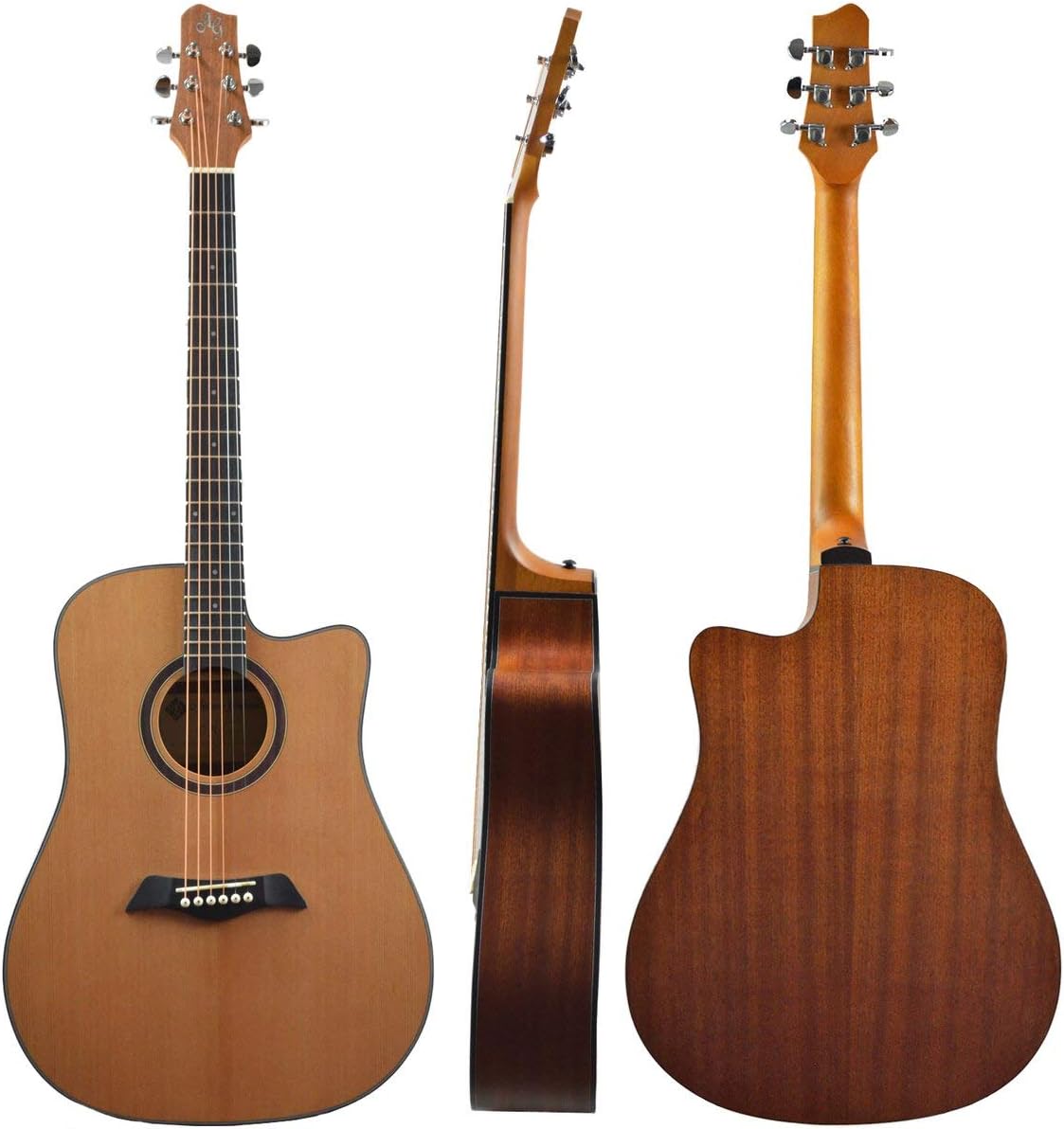 Antonio Giuliani Acoustic Guitar (CLEAR) Bundle (DN-2) - Dreadnought Guitar with Case, Strap, Strings and Accessories