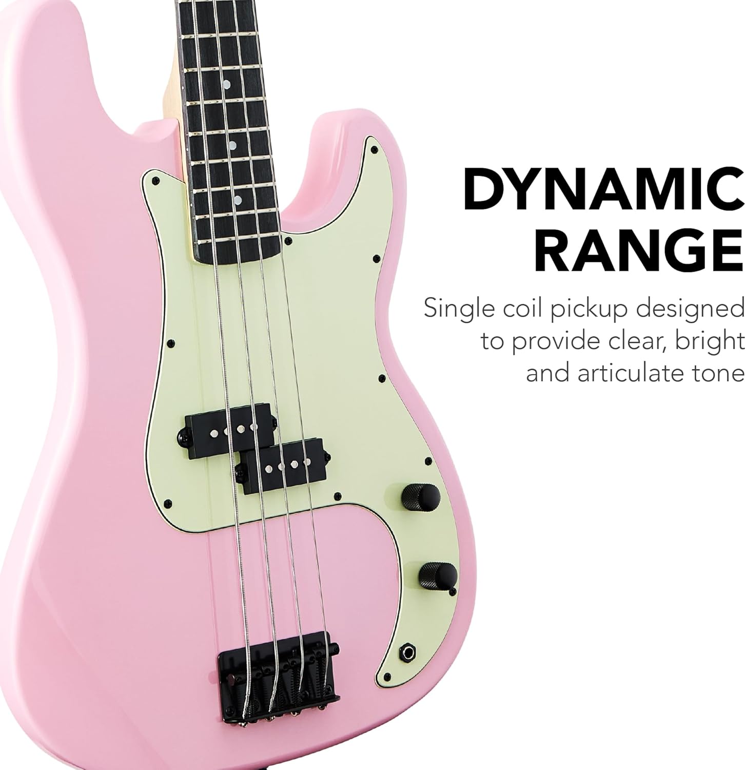 Best Choice Products Full Size Beginner 4-String Electric Bass Guitar, Wooden PB-Style Bass Starter Set w/Padded Carrying Case - Pink/Mint