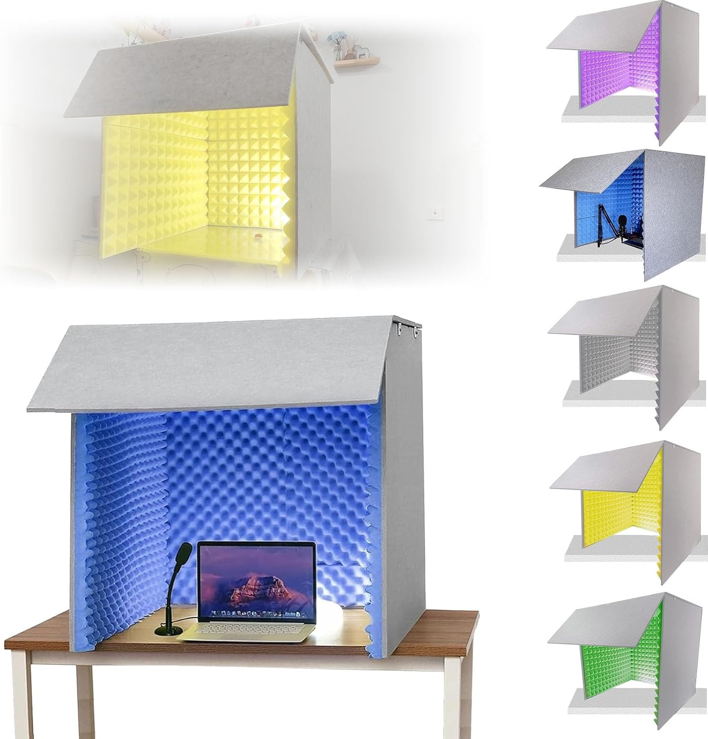 Desktop Soundproof Box, Home Recording Studio, Portable Recording Studio, for Music Practice Room (Blue)