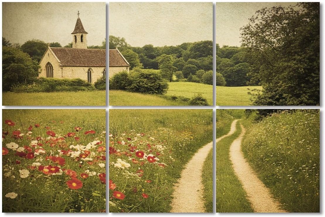 6 Pack Art Acoustic Panels Sound Absorbing Rustic Fall Flower Vintage Decor Landscape Nature Country Wildflower Decorative Soundproof Wall Panels Self Adhesive for Recording Studios Office 72